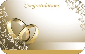 "Congratulations" : Wedding Card Gold rings (Pack of 50 enclosure cards)