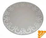 Round Centerpiece Mirror w/ Etched Pattern (12")