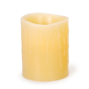 Flickering LED Candle, Dripping Wax Style, Battery Operated, Ivory, 4 Inch Tall