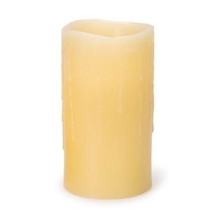 Flickering LED Candle, Dripping Wax Style, Ivory, 6 Inch Tall