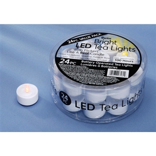 Tea Light WITH FLICKER White LED (Pack of 24)
