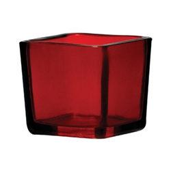 Cube Glass Vase 2x2x2 - Red