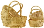 Oval Natural Willow Basket with Holder - Set of 4