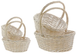 Extra Large Oval White Wash Baskets - Set of 4