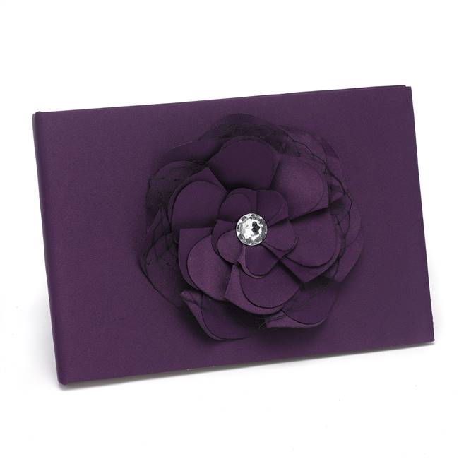 Floral Fantasy Eggplant Guest Book