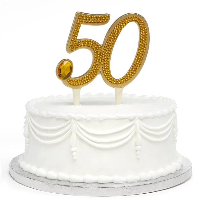 Gilded 50th Anniversary Cake Pick