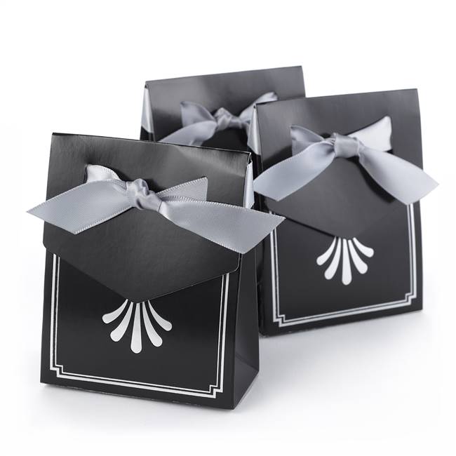 Art Deco Tent Favor Boxes - Silver