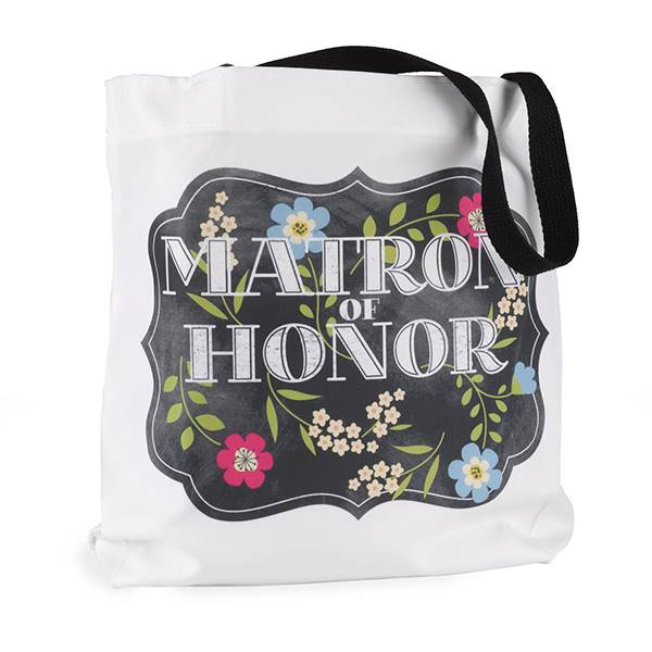 Chalkboard Floral Tote Bag - Matron of Honor - Design Only