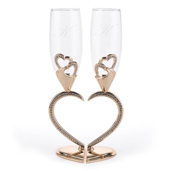 Sparkling Hearts Linked Flutes - Blank