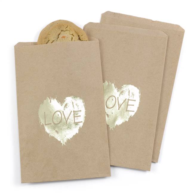 Brush of Love Treat Bags - Kraft - Blank