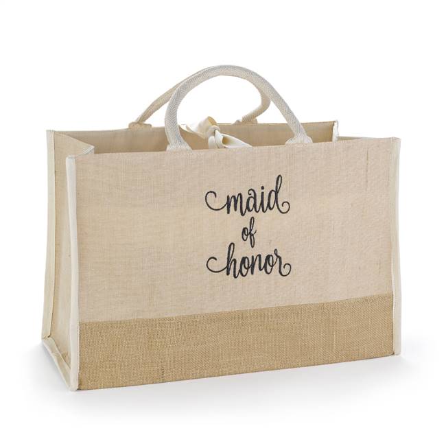 Maid of Honor Natural Jute Tote Bag - Large