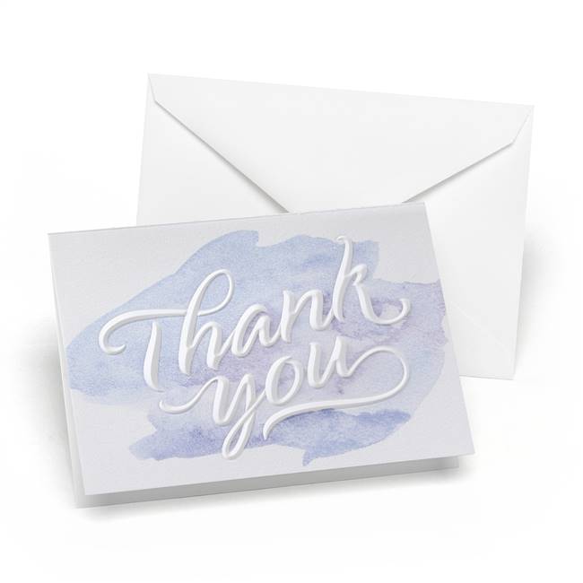 Watercolor Embossed Thank You