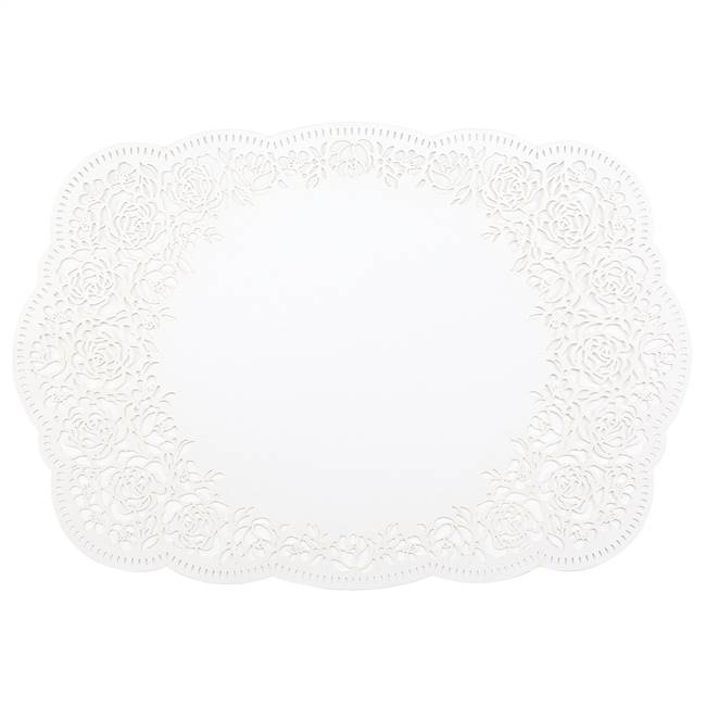 Laser Floral Place Mat - White Shimmer