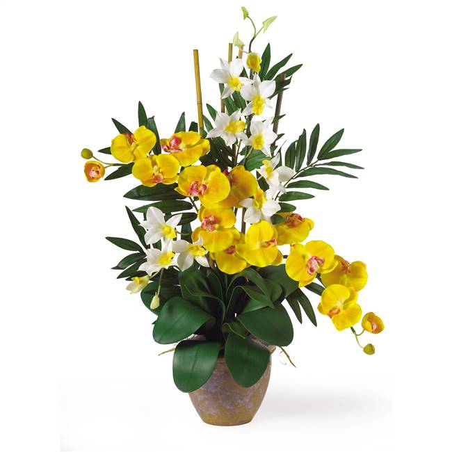 Double Phal/Dendrobium Silk Flower Arrangement