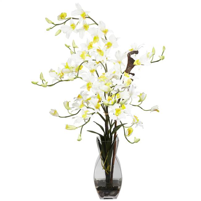 Dendrobium w/Vase Silk Flower Arrangement