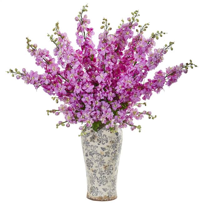 38” Delphinium Artificial Arrangement in Decorative Vase