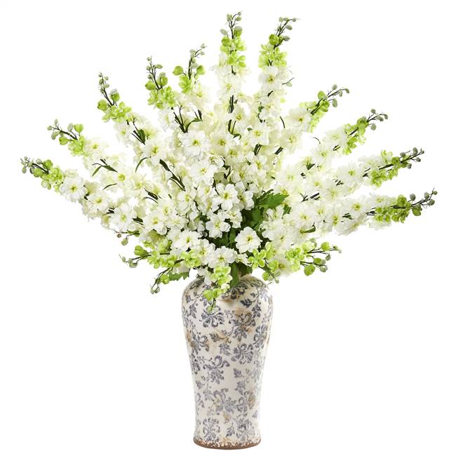 38” Delphinium Artificial Arrangement in Decorative Vase