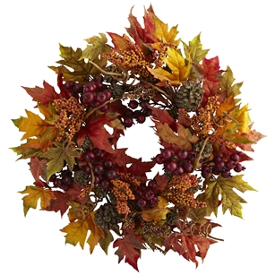 24” Maple and Berry Wreath