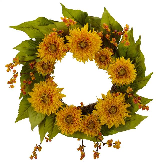 22" Golden Sunflower Wreath