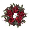 24" Poinsettia & Berry Wreath