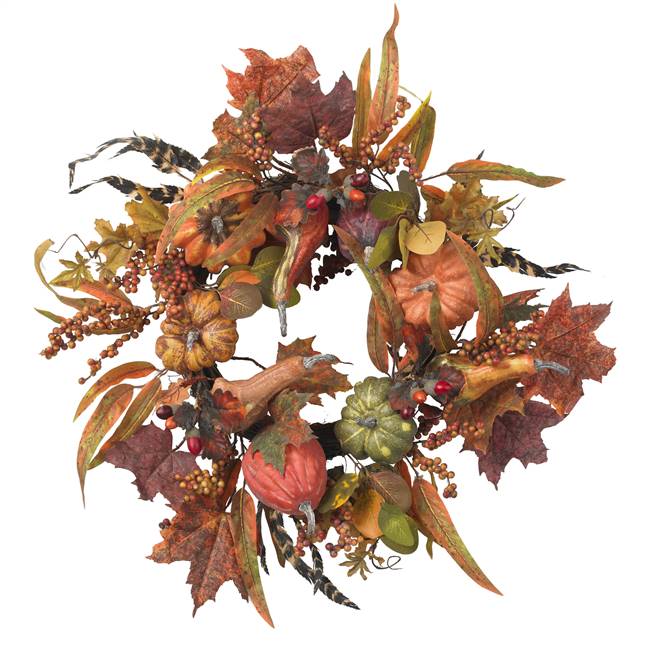 24" Pumpkin & Berry Wreath