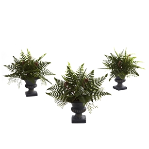 Mixed Fern Bush w/Urn (Set of 3)