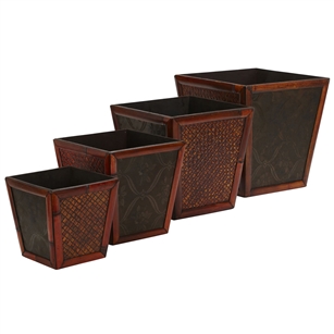 Bamboo Square Decorative Planters (Set of 4)