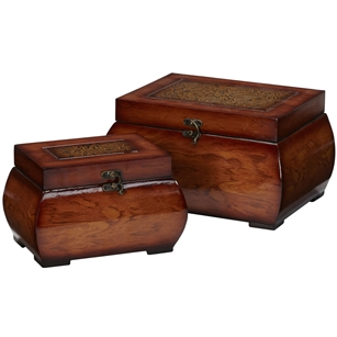 Decorative Lacquered Wood Chests (Set of 2)