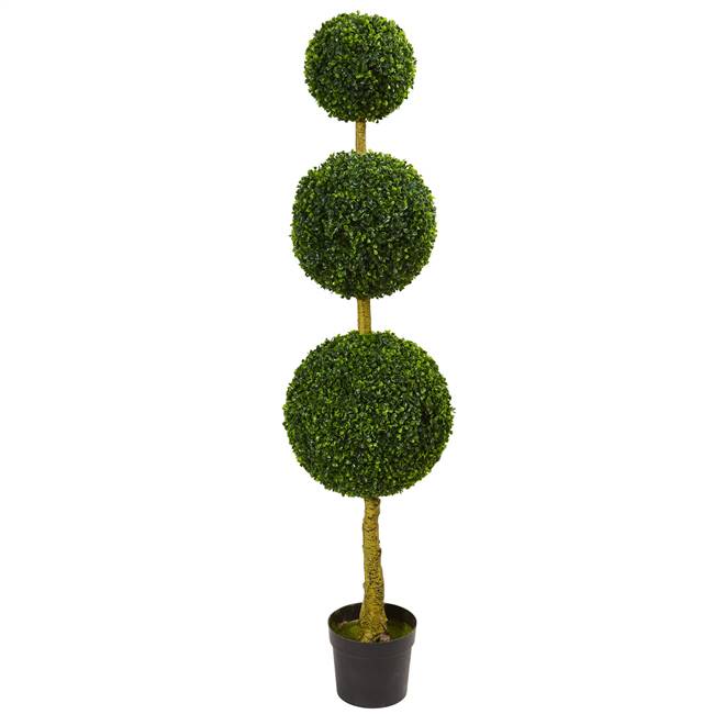 5.5' Triple Ball Boxwood Artificial Topiary Tree UV Resistant (Indoor/Outdoor)