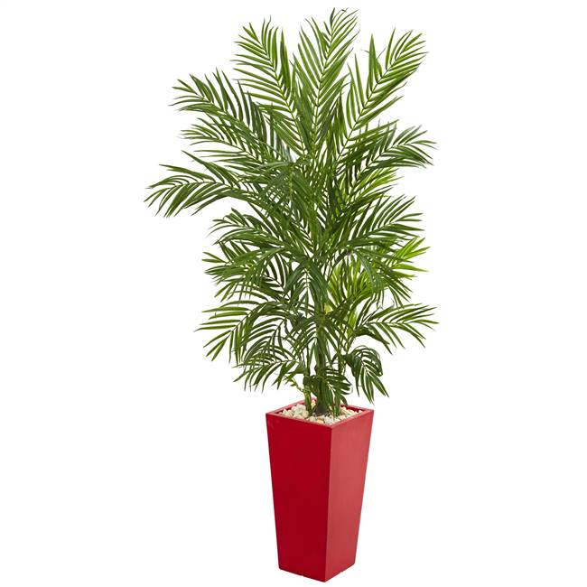 5.5' Areca Palm Artificial Tree in Red Planter