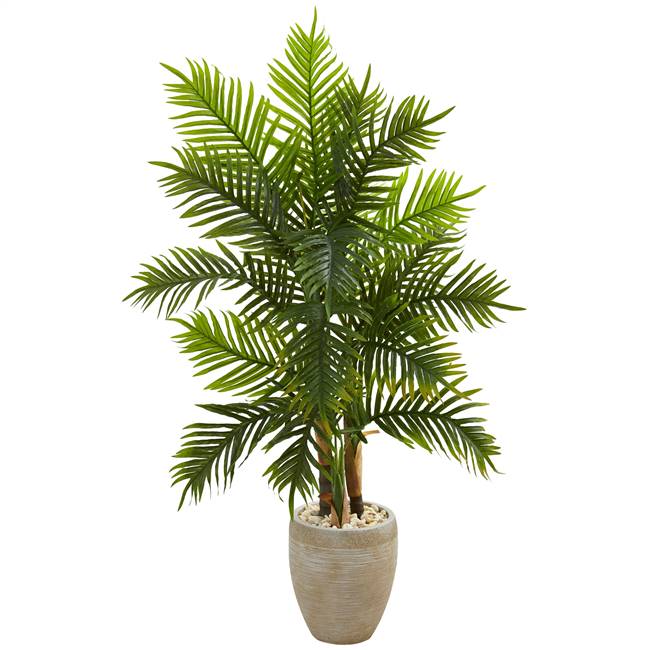 5' Areca Palm Artificial Tree in Sand Colored Planter (Real Touch)