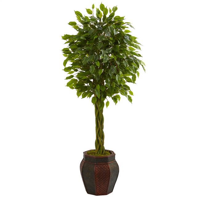 4.5’ Braided Ficus Artificial Tree in Decorative Planter
