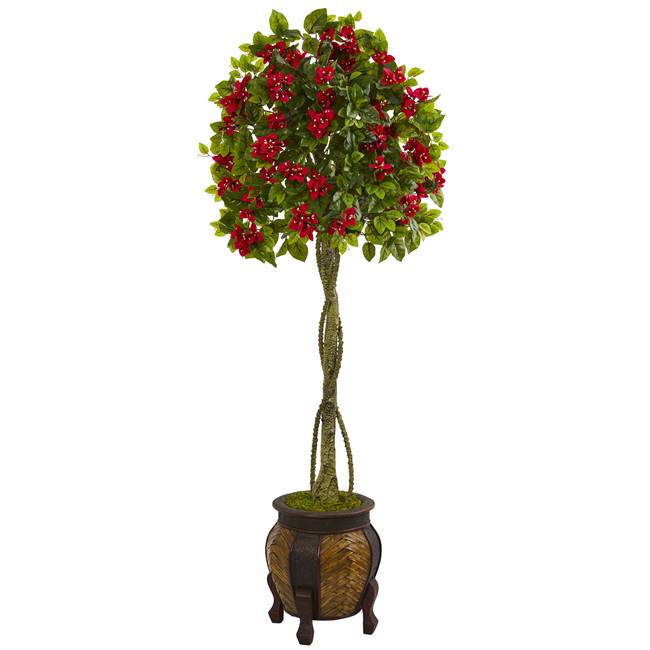 5.5’ Bougainvillea Topiary Artificial Tree in Decorative Planter