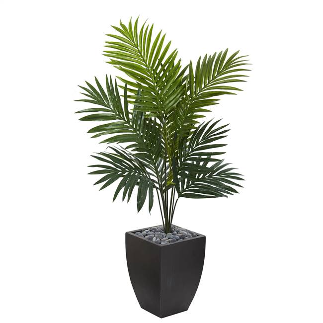 4.5' Kentia Palm Artificial Tree in Black Wash Planter