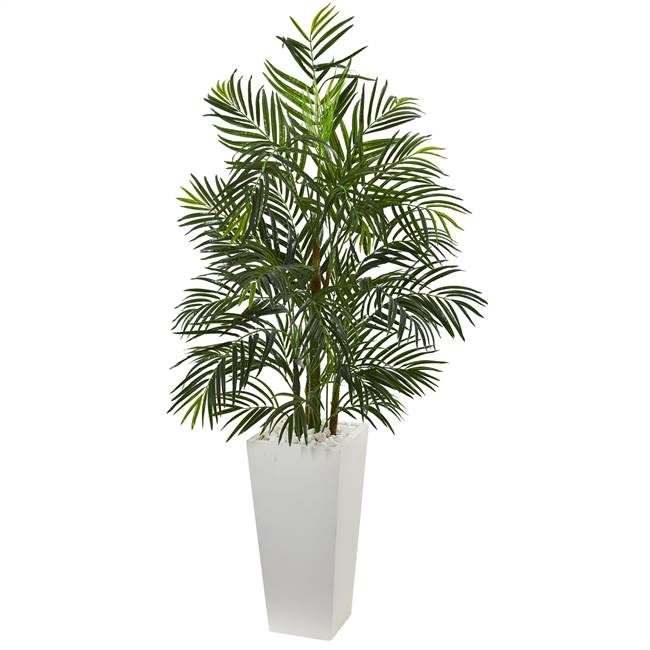 5' Areca Artificial Palm Tree in White Planter UV Resistant (Indoor/Outdoor)