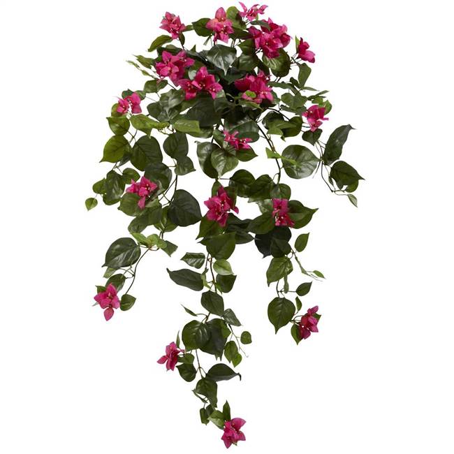 37" Bougainvillea Hanging Artificial Plant (Set of 2)