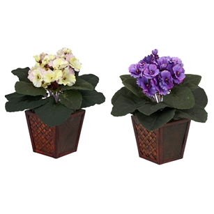 African Violet w/Vase Silk Plant (Set of 2)