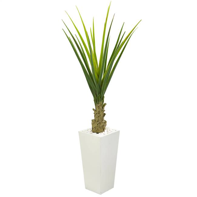 5' Agave Artificial Plant in White Planter