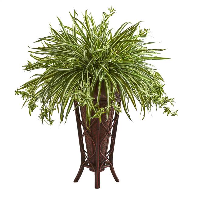 37” Spider Artificial Plant in Decorative Stand Planter