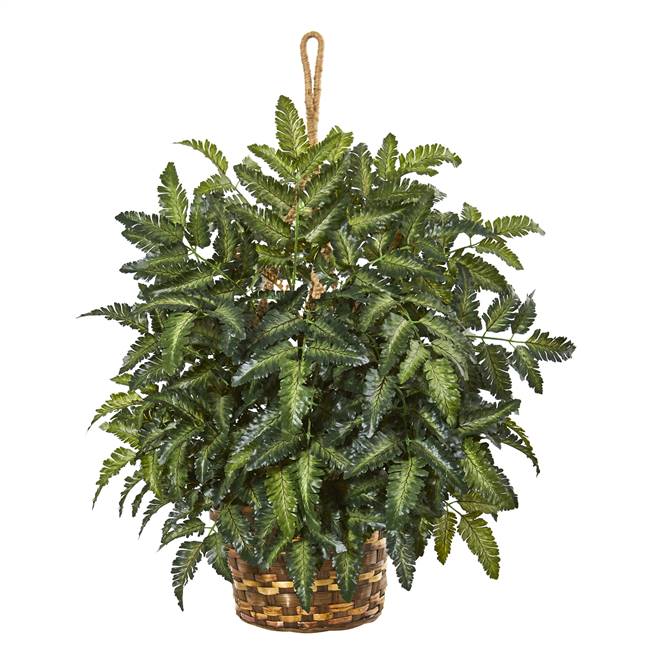 30” Bracken Fern Artificial Plant in Hanging Basket