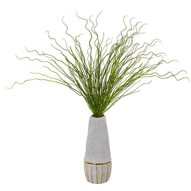 23” Curly Grass Artificial Plant in Decorative Planter