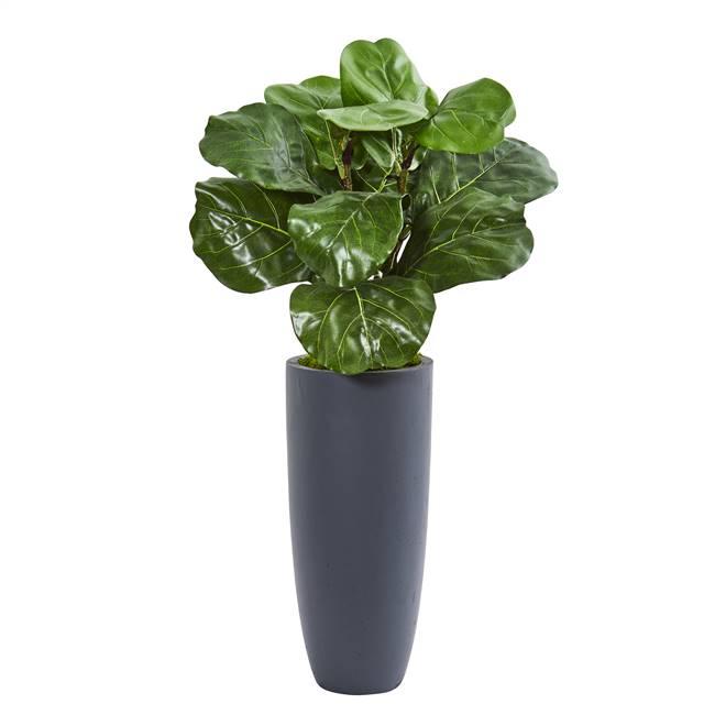 36” Fiddle Leaf Artificial Plant in Gray Planter