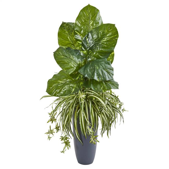 49” Spider and Pothos Artificial Plant in Gray Planter