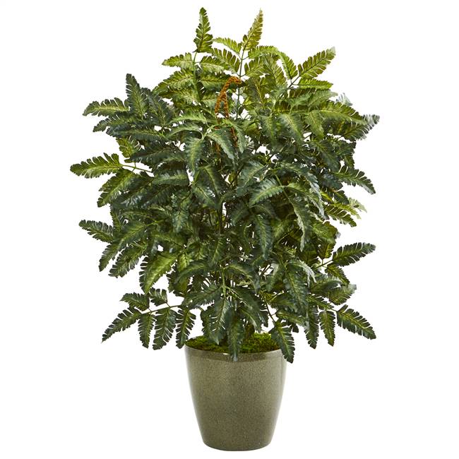 30” Bracken Fern Artificial Plant in Green Planter