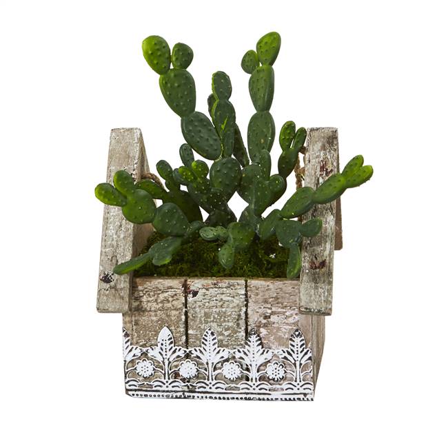 10” Cactus Succulent Artificial Plant in Hanging Floral Design House Planter