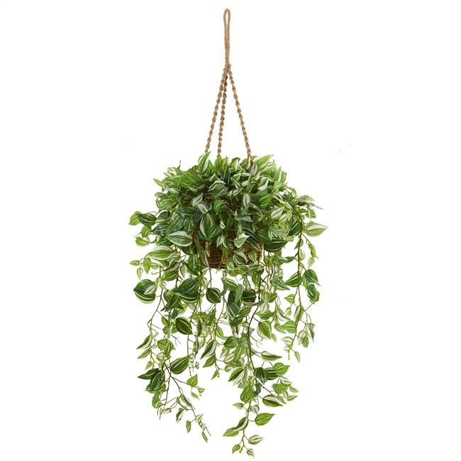 51” Wandering Jew Artificial Plant in Hanging Basket (Real Touch)