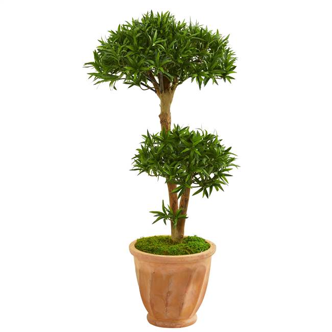 41” Bonsai Styled Podocarpus Artificial Tree in Terra Cotta Planter