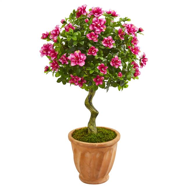 39” Azalea Artificial Topiary Tree in Terra Cotta Planter