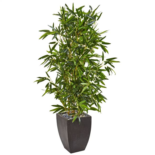 5’ Bamboo Artificial Tree in Black Planter (Real Touch) UV Resistant (Indoor/Outdoor)