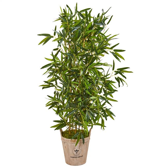 58” Bamboo Artificial Tree in Farmhouse Planter (Real Touch)